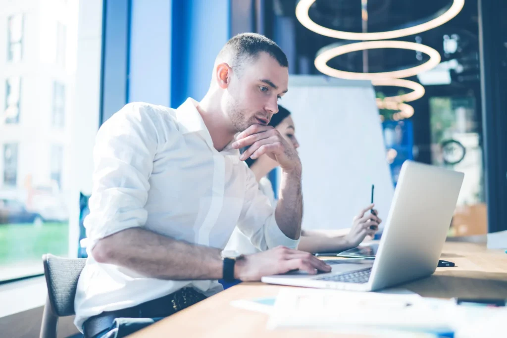 depositphotos 426027506 stock photo side view thoughtful colleagues sitting