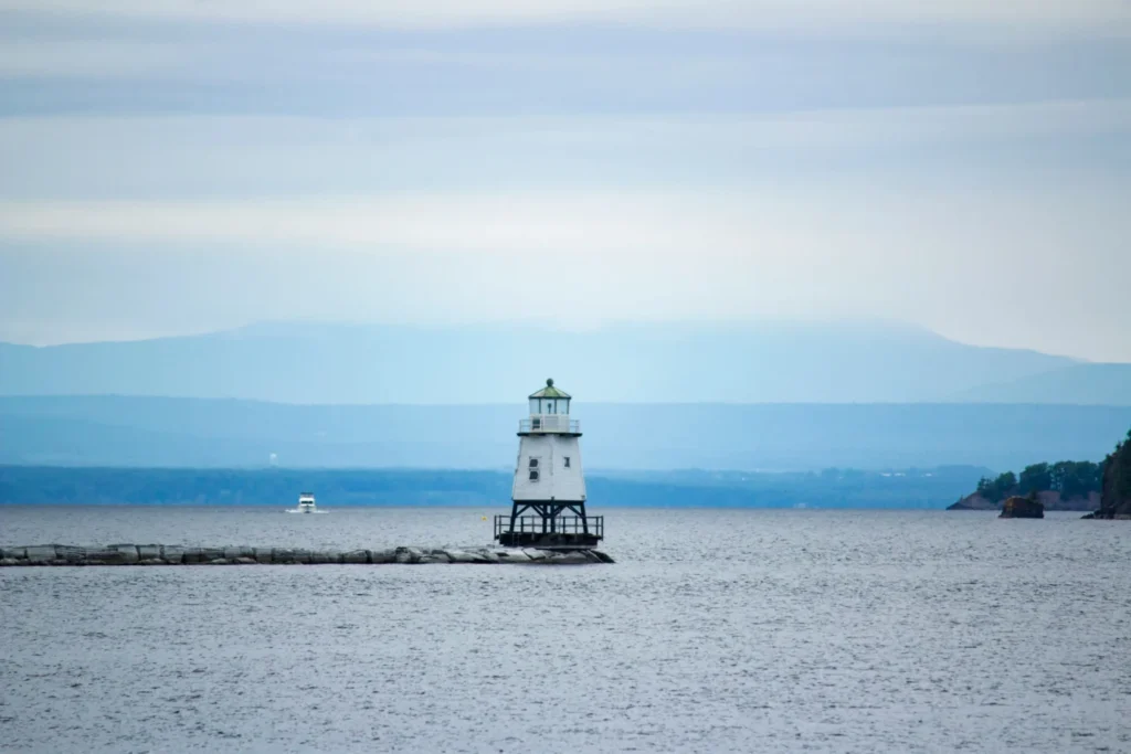 Image of Burlington Breakwater North Lighthouse for a blog article on Vermont corporate income tax.