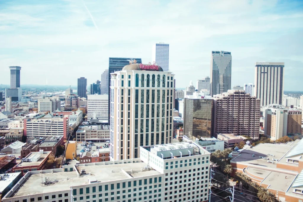 Image of buildings and skyline of New, Orleans. For a blog post on Louisiana corporate state taxes.