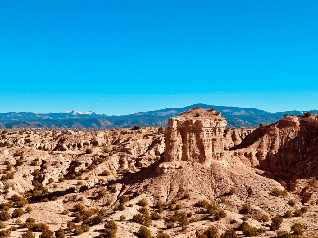 Scenic view of the Nambé desert in Santa Fe, New Mexico.